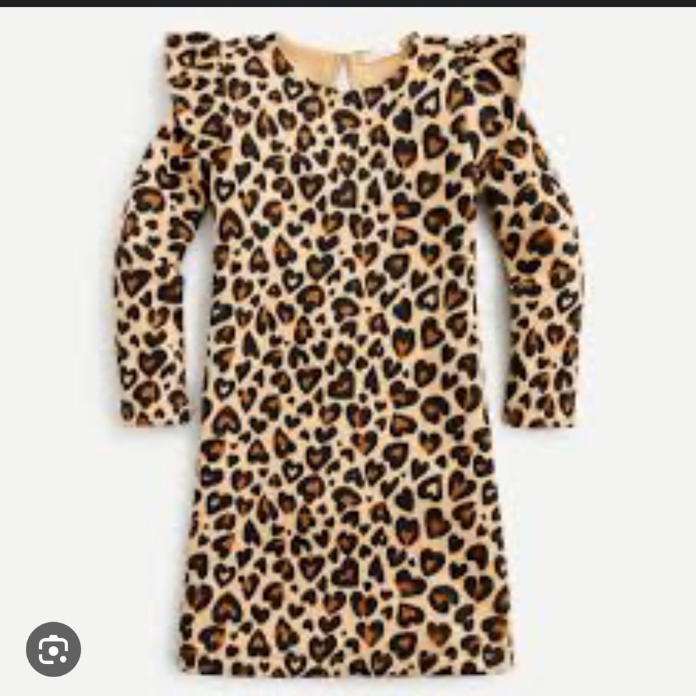 Crewcuts ruffle fleece dress in heart leopard